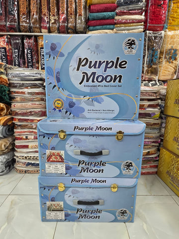 4 PC purple moon blanket set